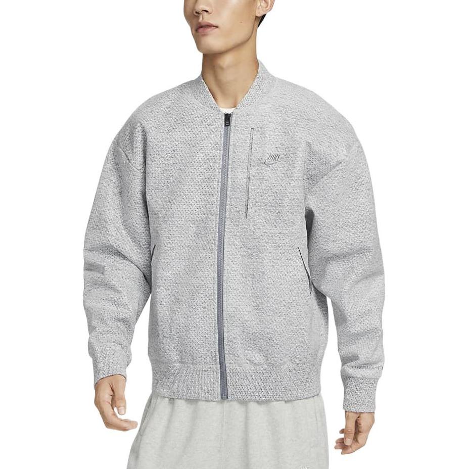 Purchase Nike Solid Logo Embroidered Baseball Collar Zip Jacket Smoke Grey DQ4269-077