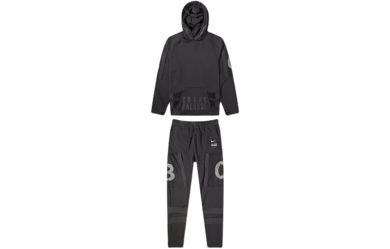 Nike Solid Logo Print Hoodie and Sweatpants Set Spring Black/Black BV7138-010