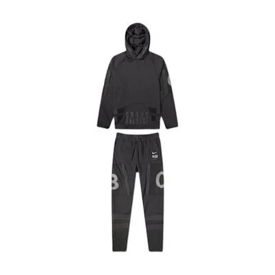 Nike Solid Logo Print Hoodie and Sweatpants Set Spring Black/Black BV7138-010