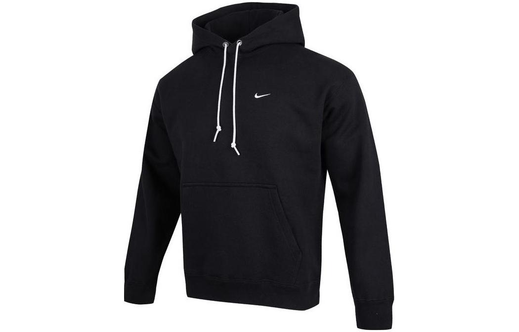 Nike Solo Swoosh Black Hoodie Mens Pullover Embroidered Logo Long Sleeve DX1356-010