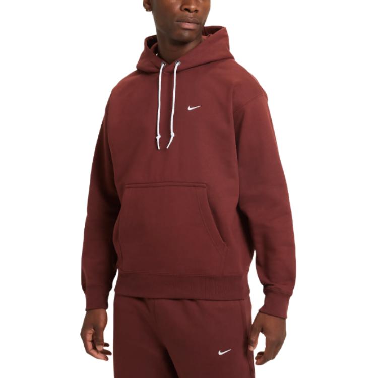 Nike Solo Swoosh Brown Hoodie Casual Long-Sleeve Pullover DX1355-231