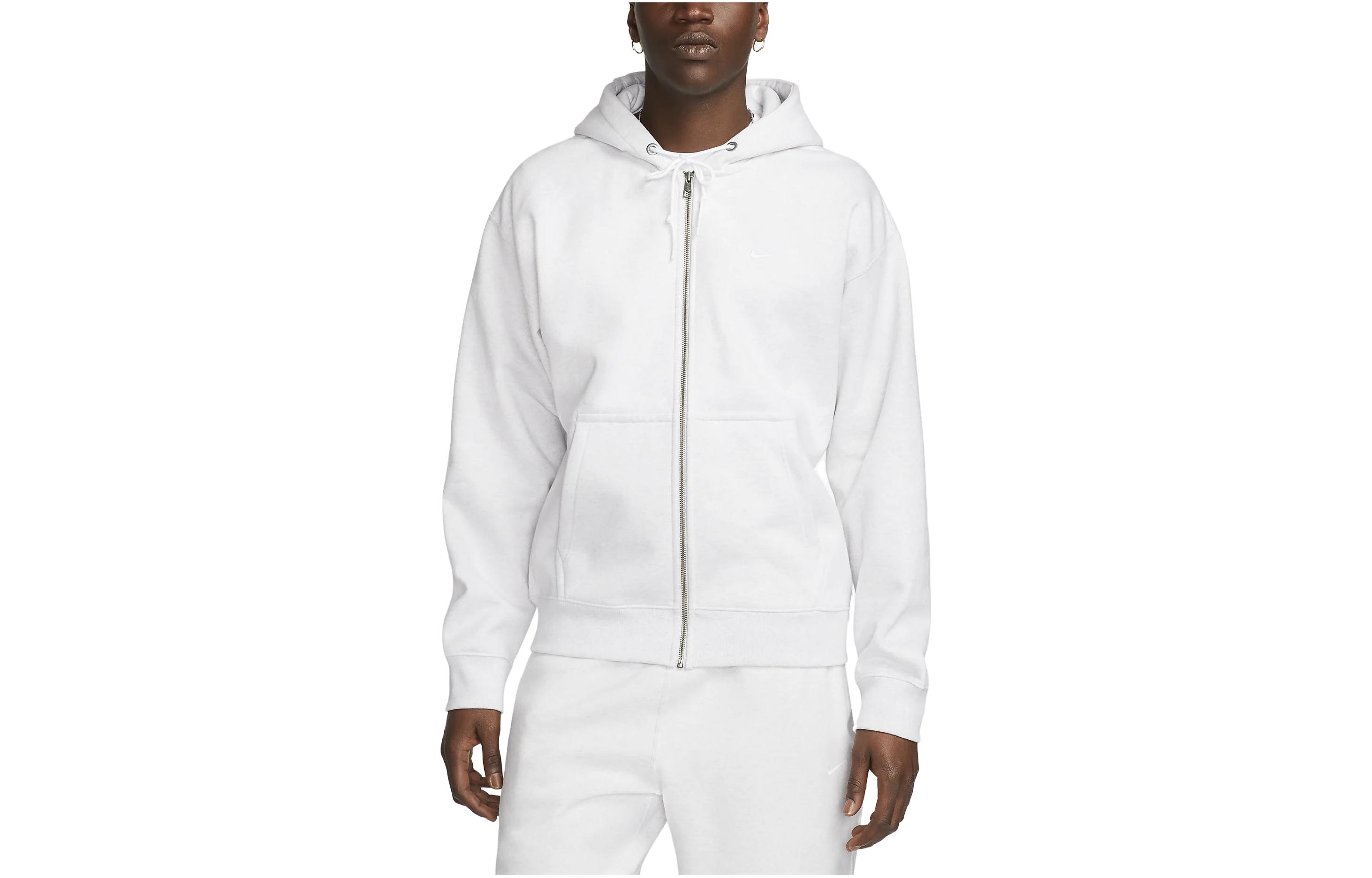 Nike Solo Swoosh Embroidered Hoodie Jacket White Zip-Up Drawstring Sweater DR0403-051