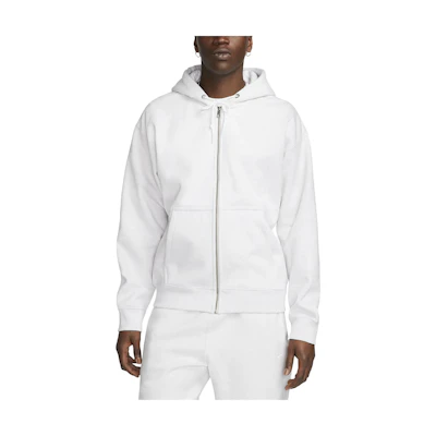Nike Solo Swoosh Embroidered Hoodie Jacket White Zip-Up Drawstring Sweater DR0403-051