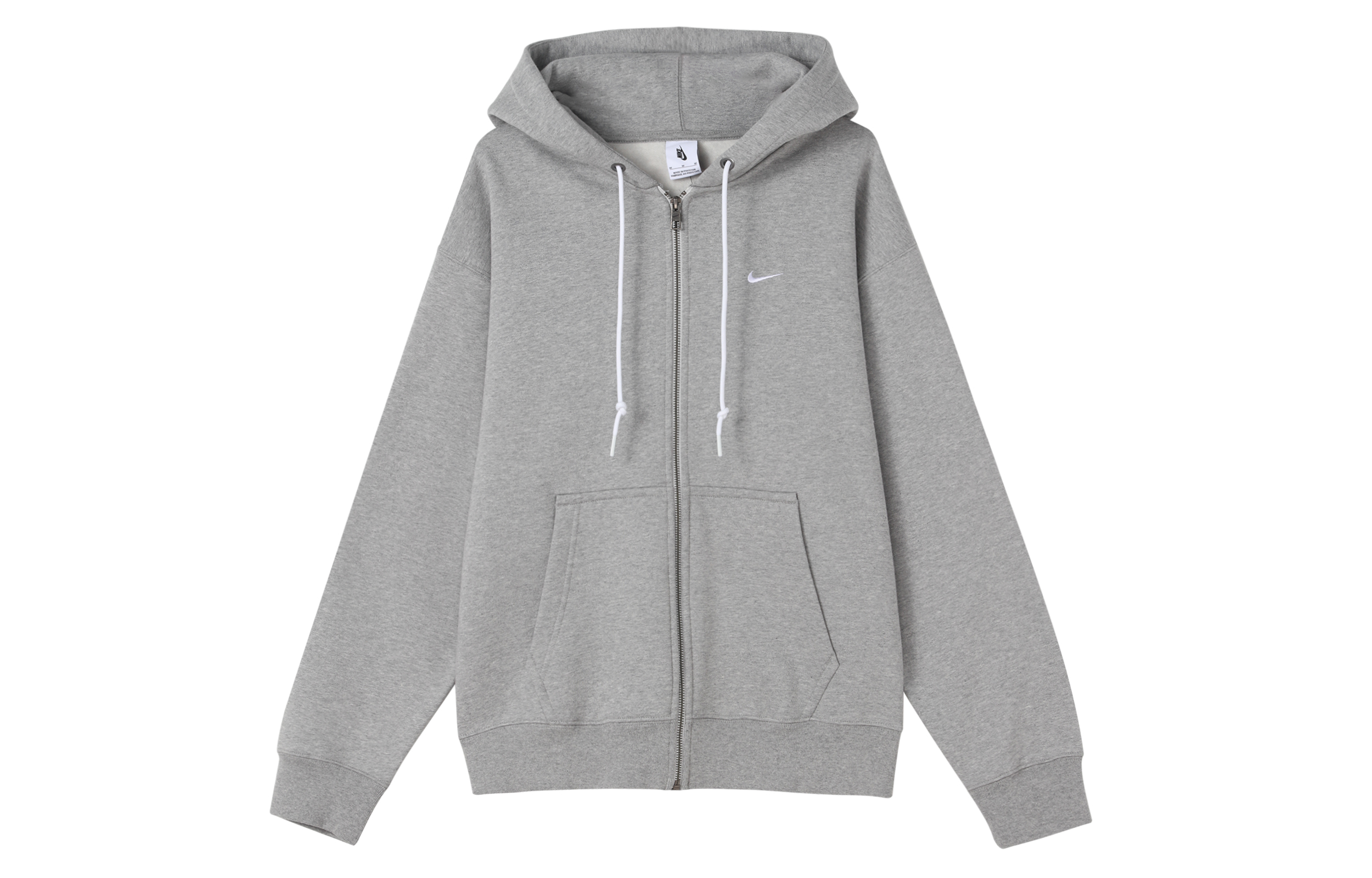 Nike Solo Swoosh Embroidered Zip Hoodie Jacket Grey DR0404-063