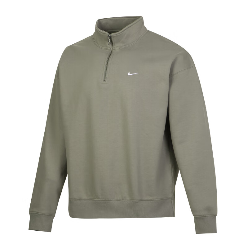 Nike Solo Swoosh Fleece Pullover Half-Zip Sweatshirt Green - Casual Wear DQ5209-320