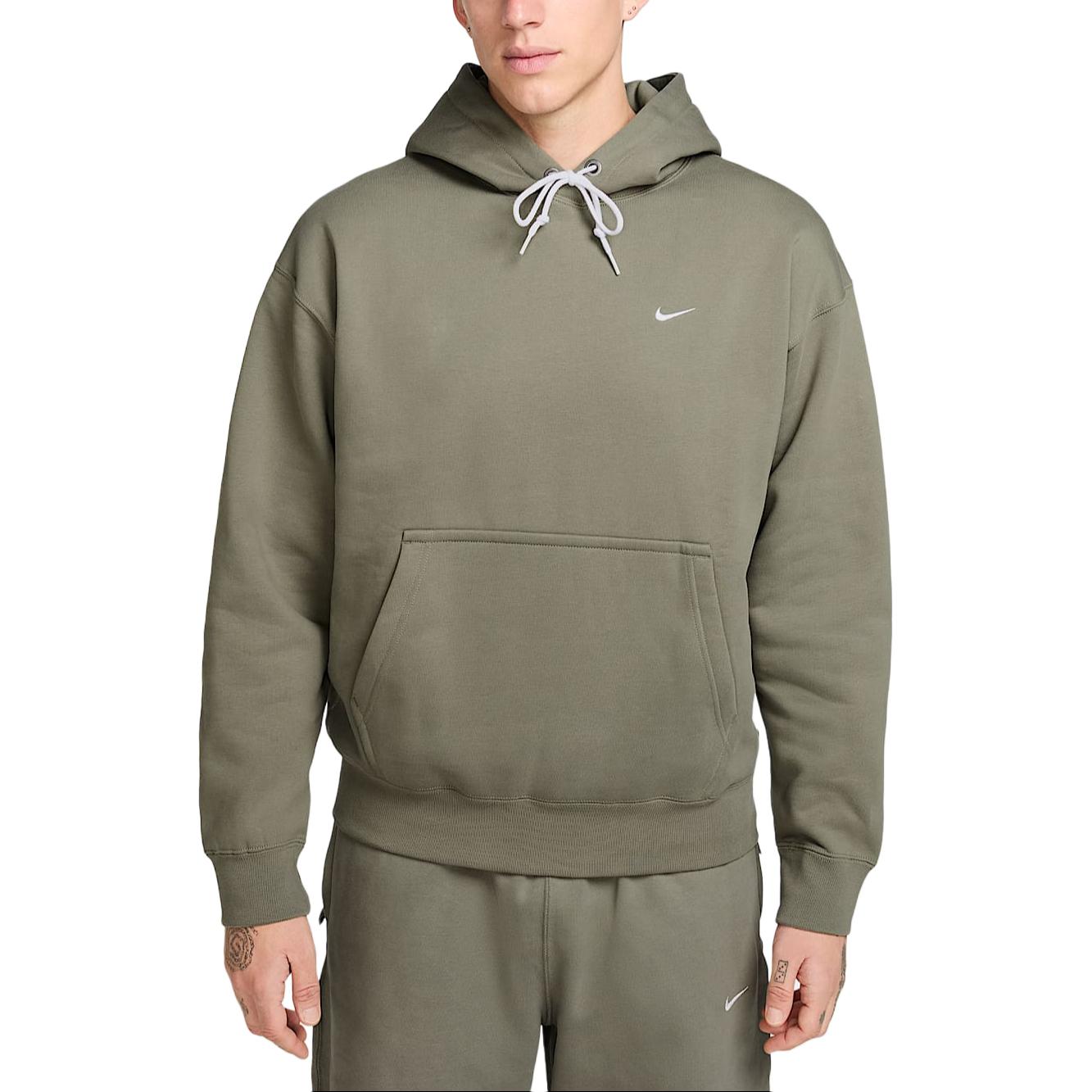 Nike Solo Swoosh Fleece Pullover Hoodie Men’s Light Army Green/White FW24 DX1355-320