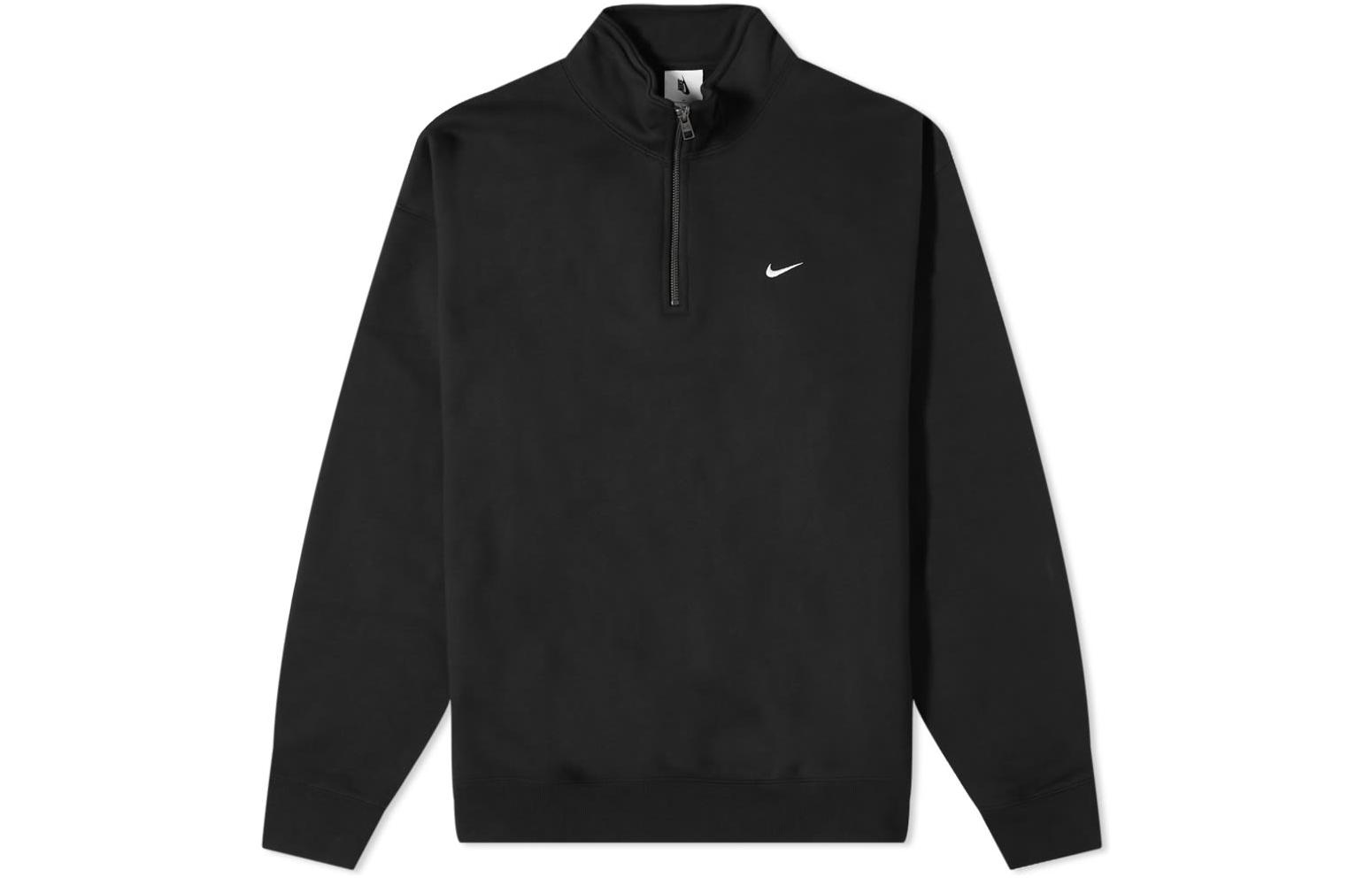 Nike Solo Swoosh Half-Zip Pullover Sweatshirt Black DQ5209-010