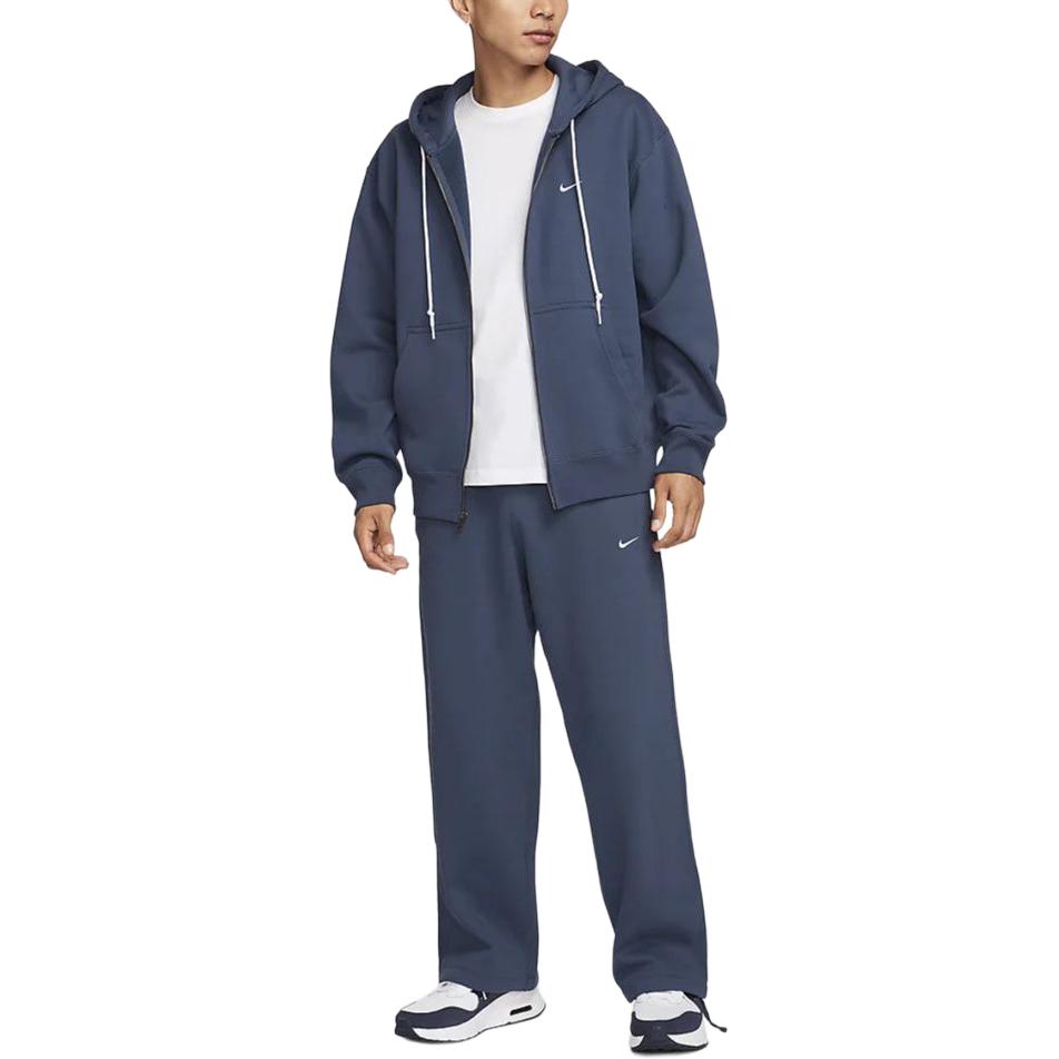 Shop Nike Solo Swoosh Lightning Blue Zip-Up Hoodie Fleece Casual Jacket DR0404-437