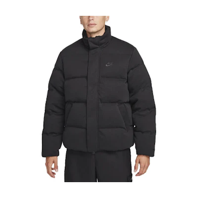Nike Sportswear Black Puffer Jacket with Logo and Stand Collar. FB7854-010