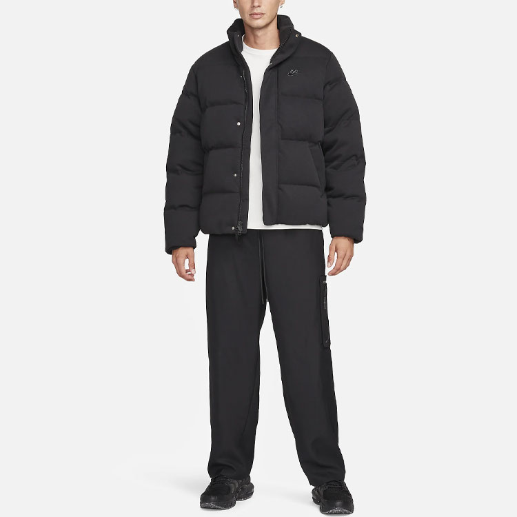 Shop Nike 運動風黑色Logo立領羽絨外套 FB7854-010