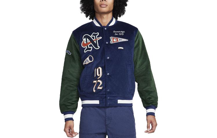 Nike Sportswear  Corduroy Colorblock Embroidered Jacket Navy Blue FQ6159-410
