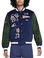 Nike Sportswear Corduroy Colorblock Embroidered Jacket Navy Blue FQ6159-410 Nike Sportswear Corduroy Colorblock Embroidered Jacket Navy Blue FQ6159-410