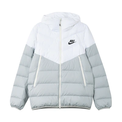 Nike Sportswear White Logo Zip Hooded Down Jacket. DV0754-100