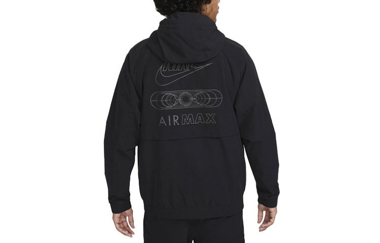 Lookbook Nike運動Air Max標誌印花長袖連帽外套黑色 FN0243-010