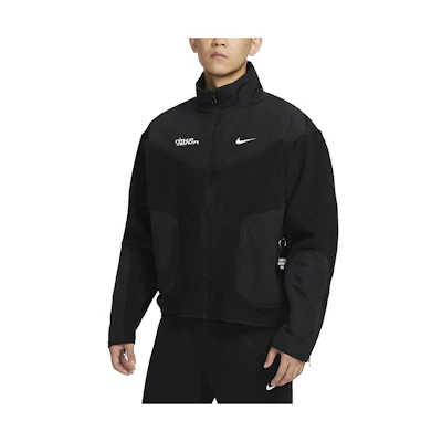 Nike Sportswear Black Relaxed Fit Zip-Up Jacket with Colorblock Design FB7600-010