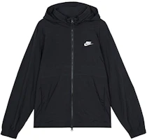 Nike Sportswear Black Woven Jacket with Packable Hood and Logo Design CU4310-010 Nike Sportswear Black Woven Jacket with Packable Hood and Logo Design CU4310-010