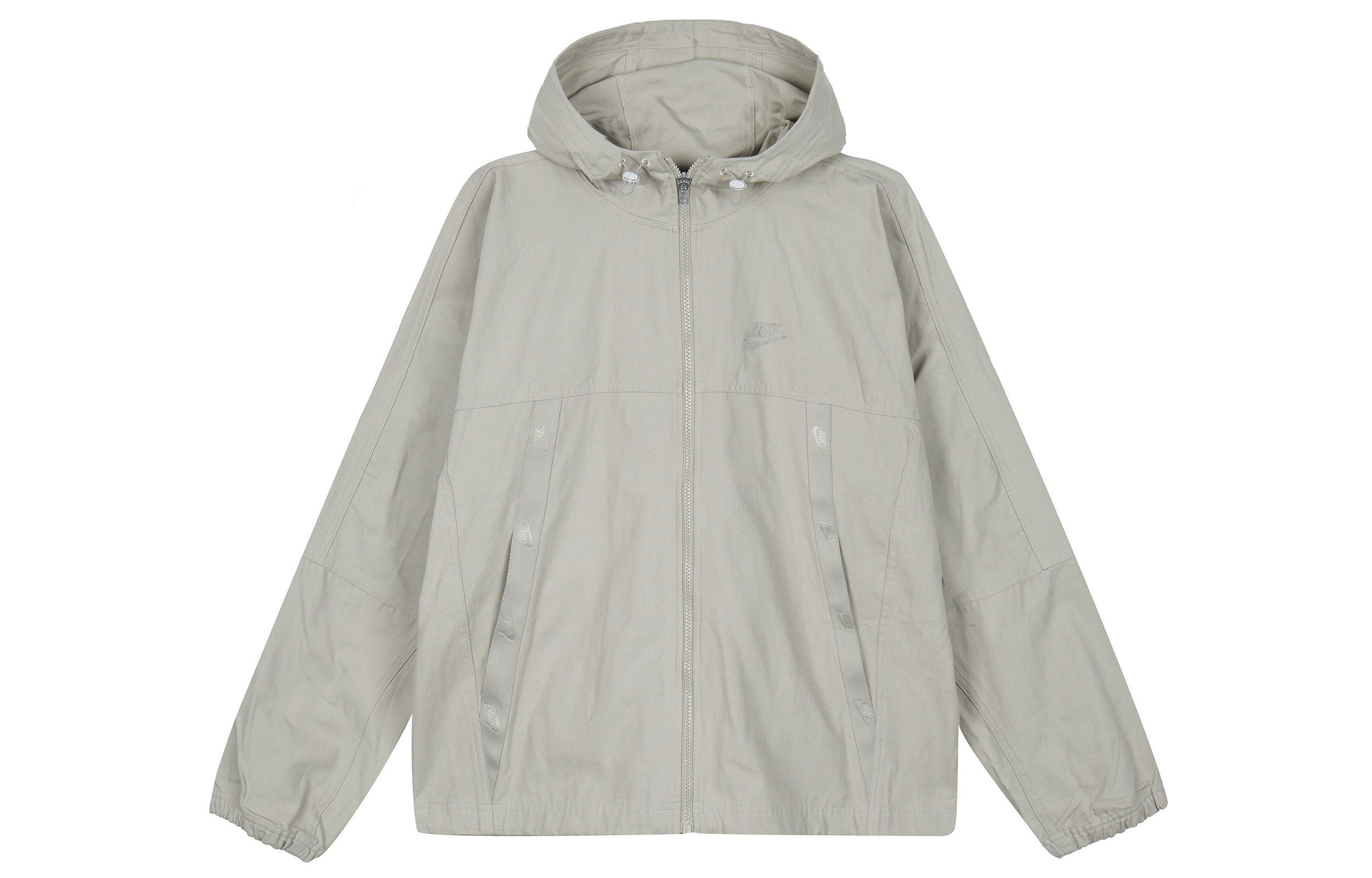 Nike Sportswear Canvas Logo Print Hoodie Jacket Silver Gray DC8088-230