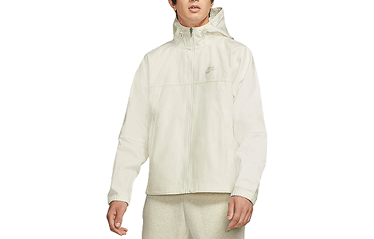 Nike Sportswear Canvas Logo White Casual Hooded Jacket DC8088-901