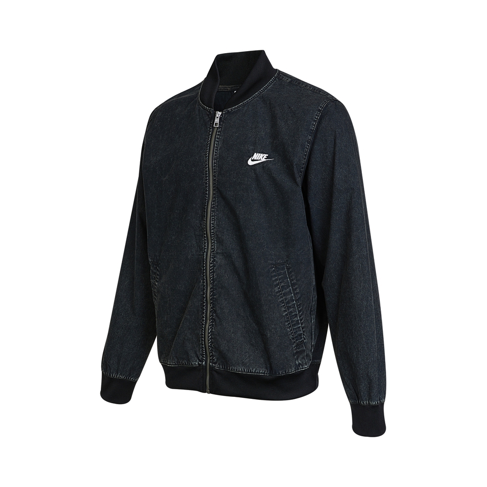 Nike Sportswear Club/ Black Washed Bomber Jacket with Logo Print for Men DQ4590-010
