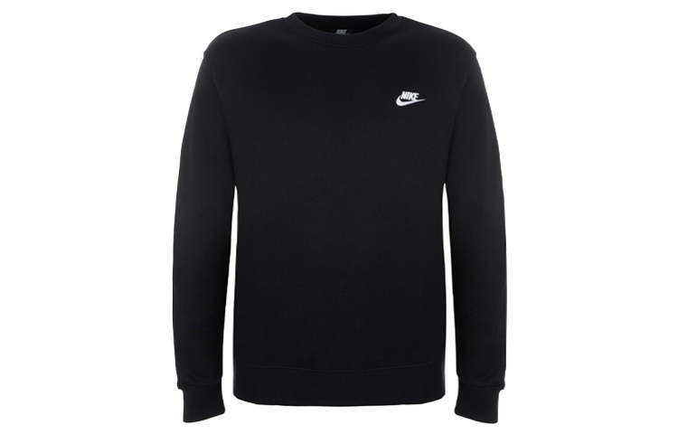 Nike Sportswear Club Crew FT Black Casual Pullover Sweatshirt BV2666-010