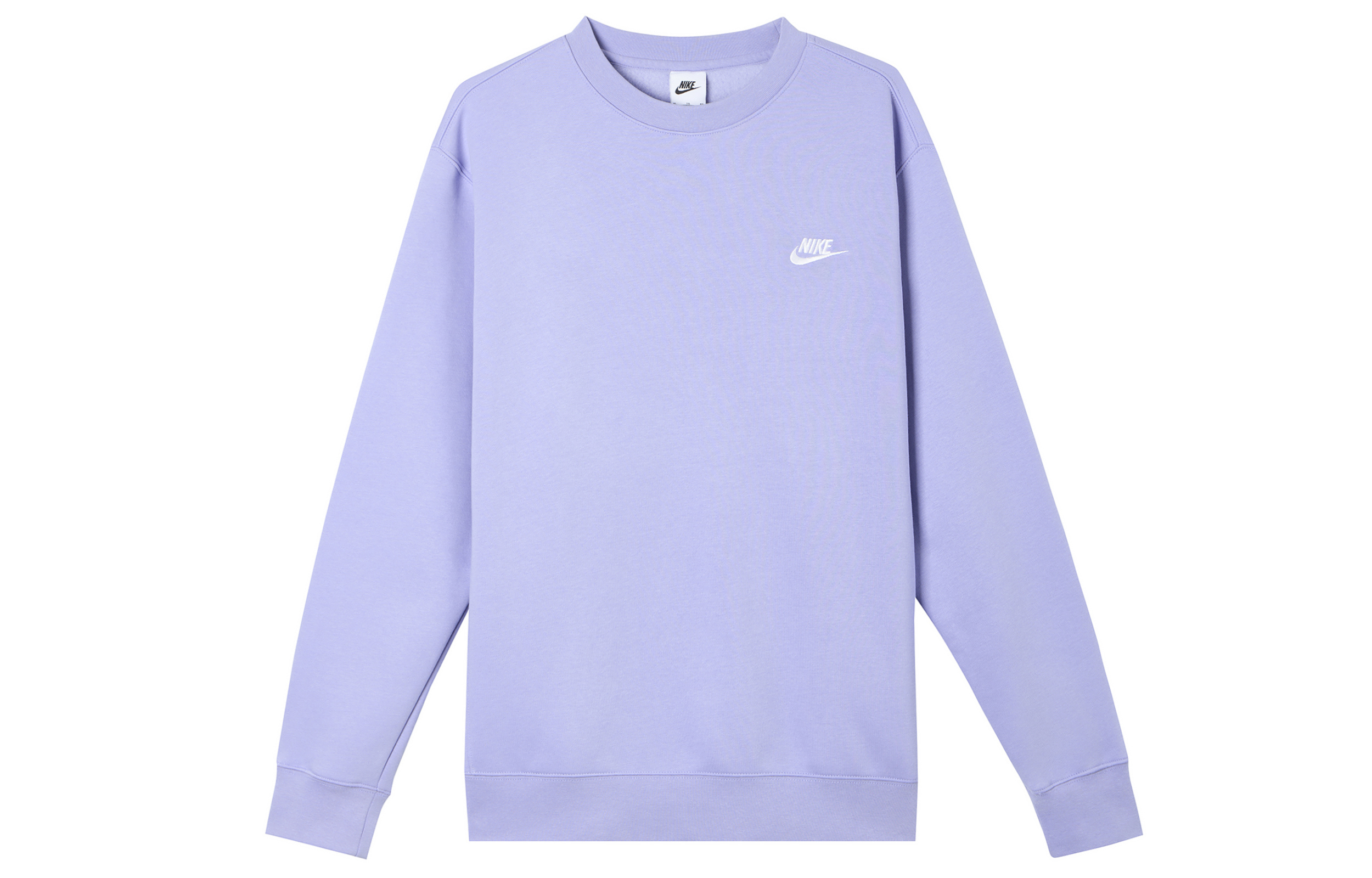 Nike Sportswear Club Crew Pullover Sweatshirt Light Purple Logo Print BV2663-569