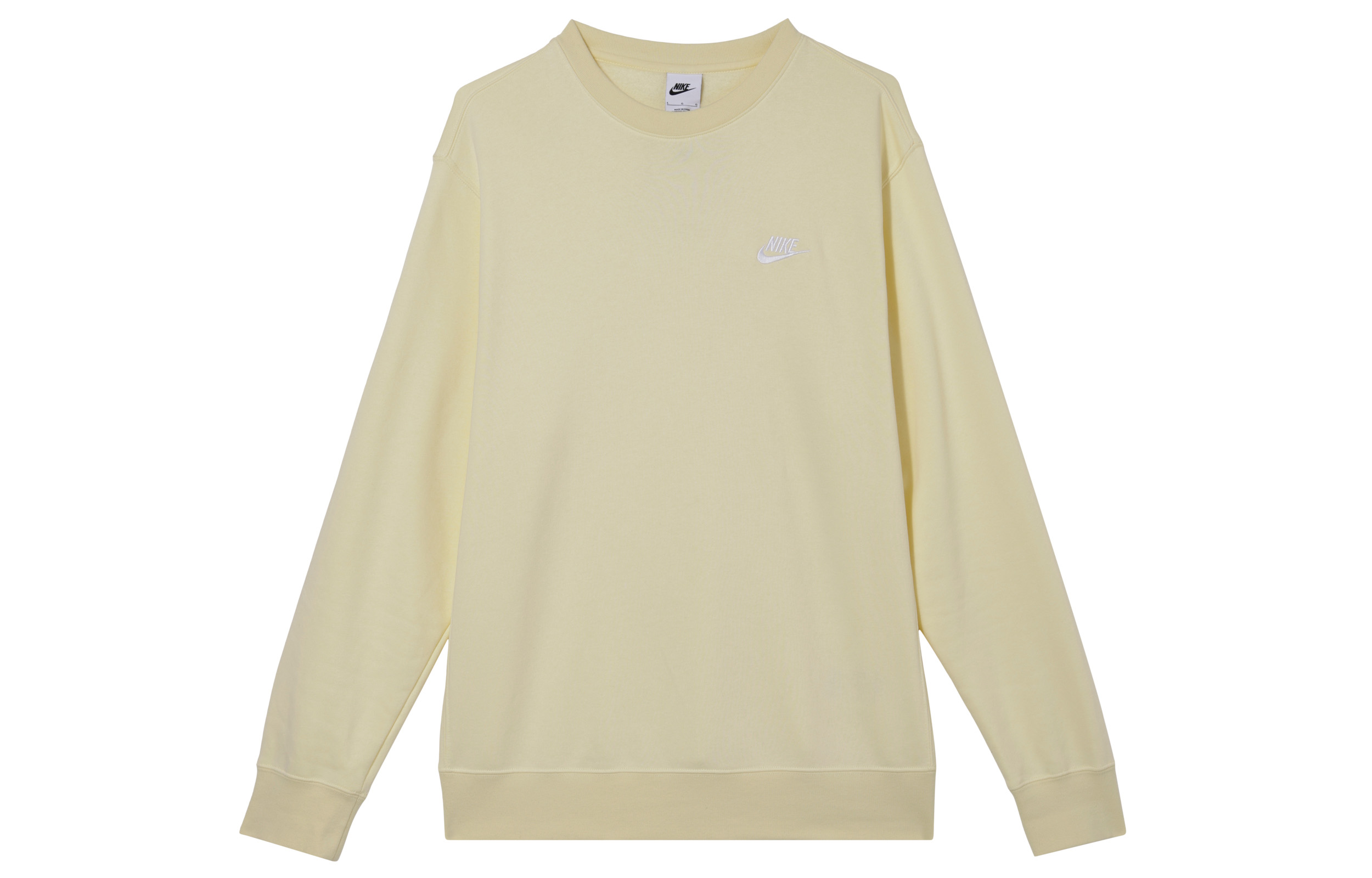Nike Sportswear Club Fleece Embroidered Crewneck Sweatshirt Men’s Light Yellow BV2663-744
