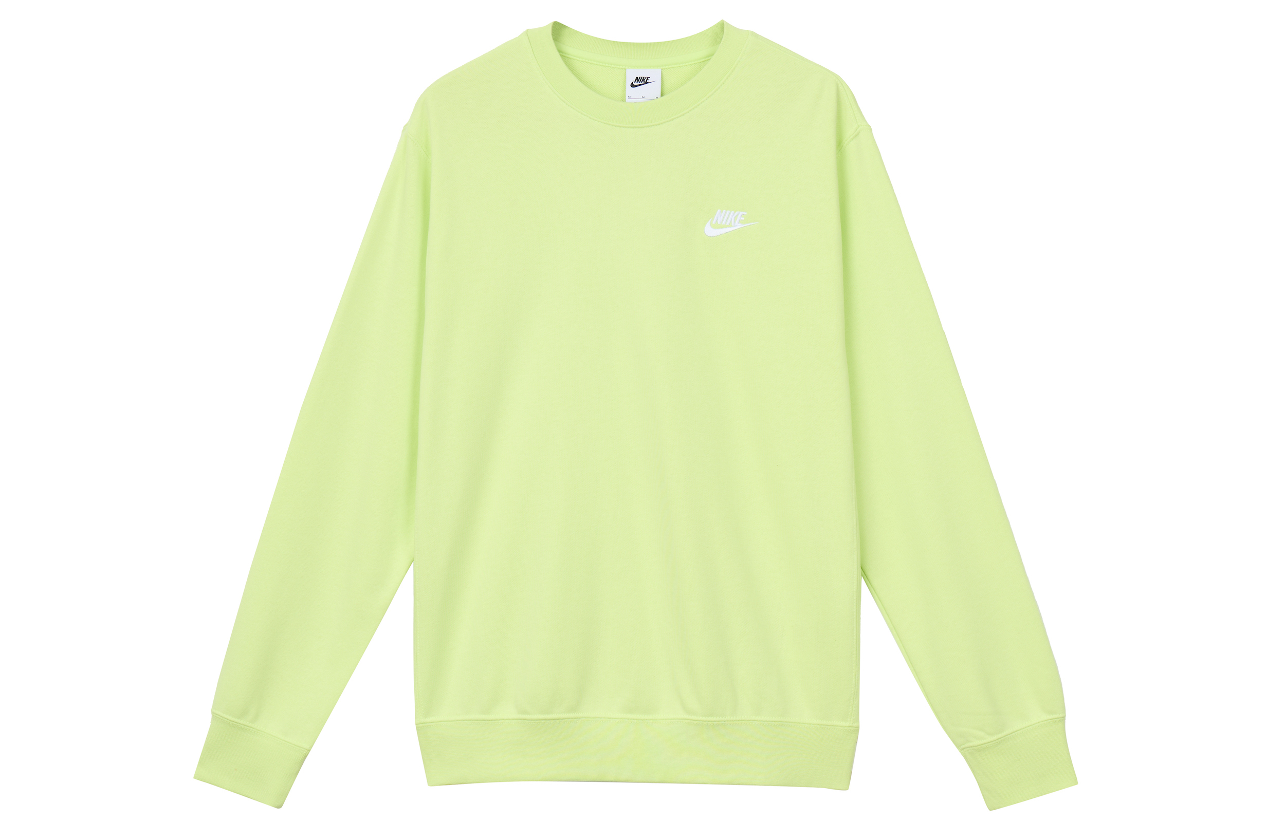 Nike Sportswear Club French Terry Embroidered Logo Crewneck Lemon Yellow Mens BV2667-736