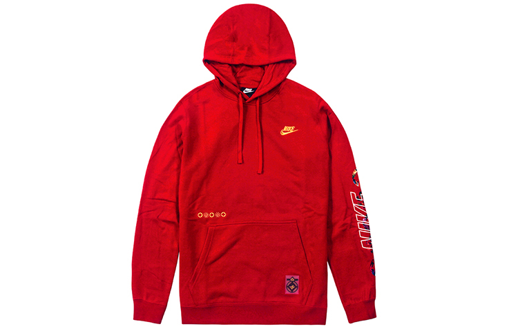 Nike Sportswear Club Pullover Hoodie Red with Graphic Print Long Sleeve CU3670-687