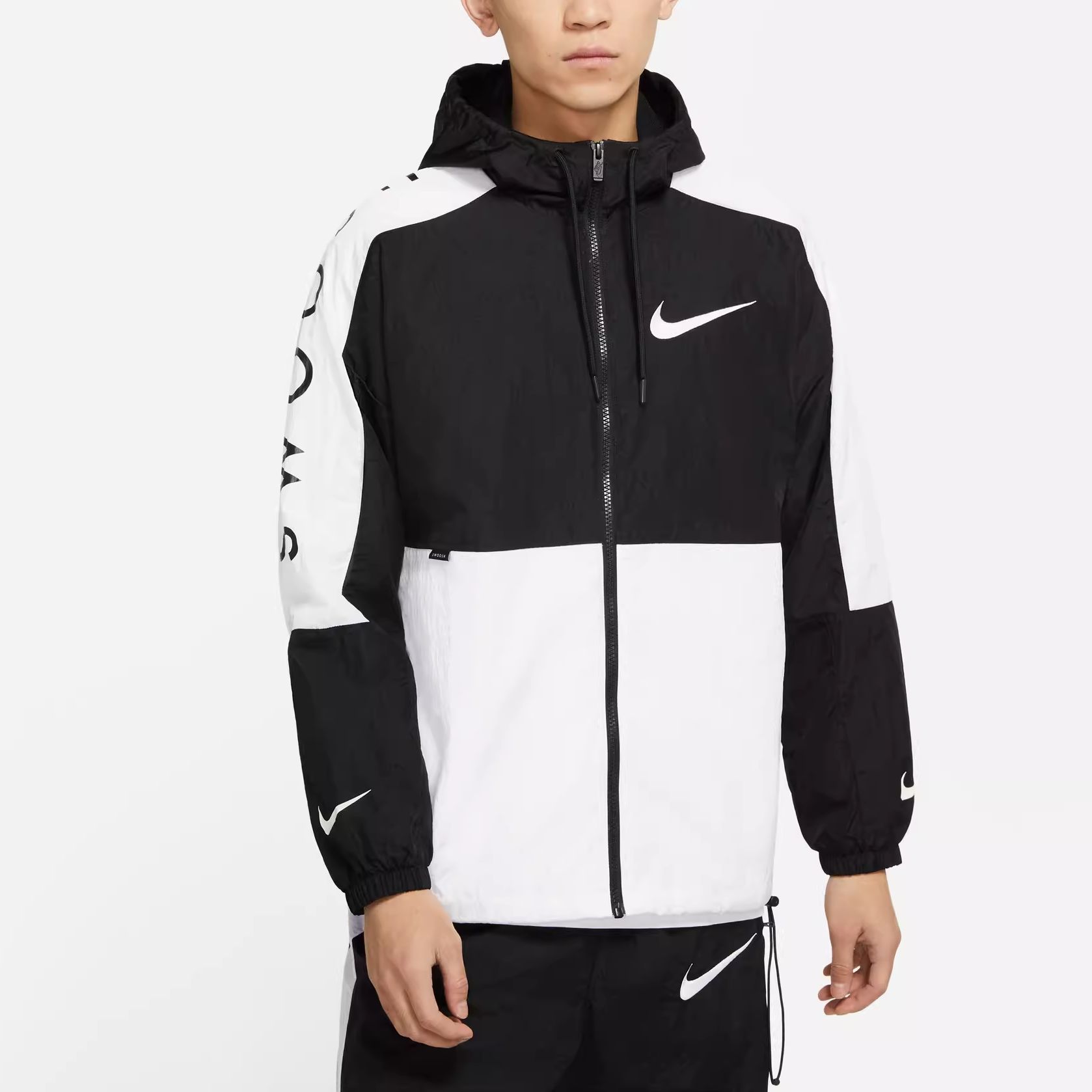 Sizing Nike Sportswear Colorblock Hooded Jacket Spring Black CJ4561-010