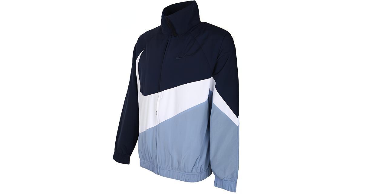 Lookbook 耐克复古拼色标志运动夹克蓝色 AR3133-451