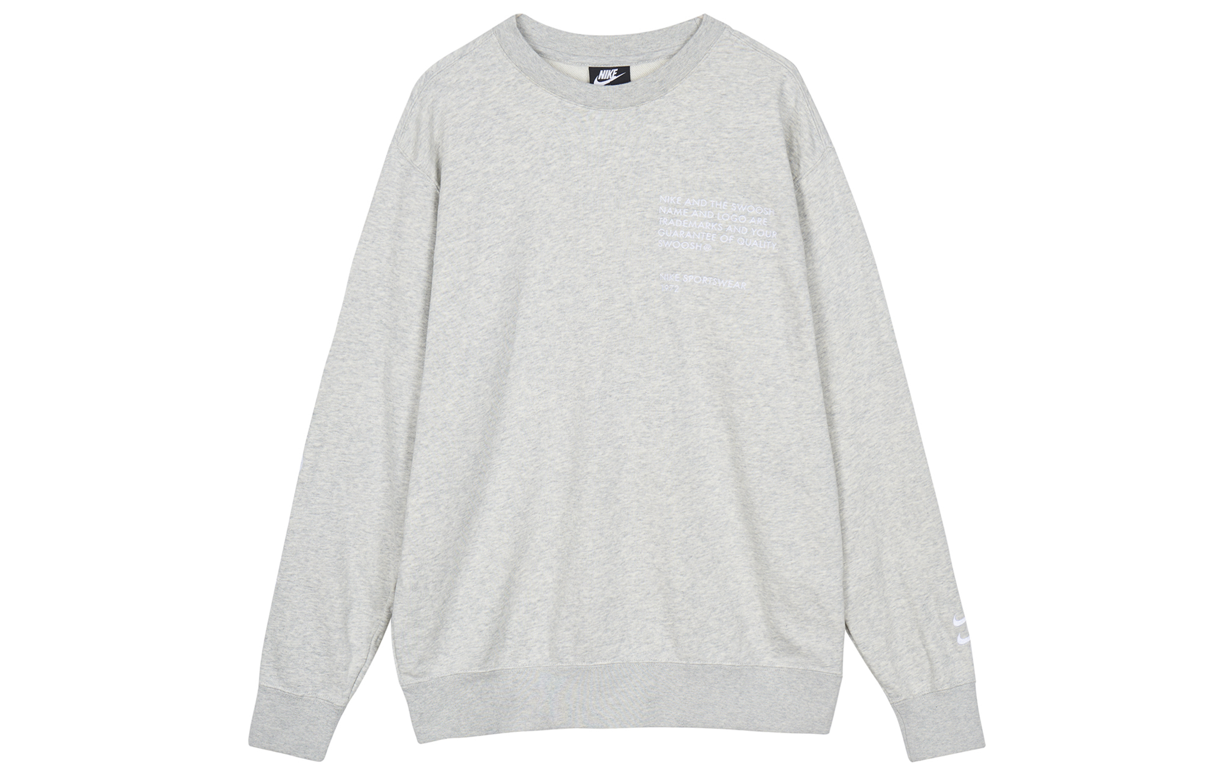 Nike Sportswear French Terry Embroidered Soft Swoosh Sweatshirt Grey/White Unisex DJ0466-050