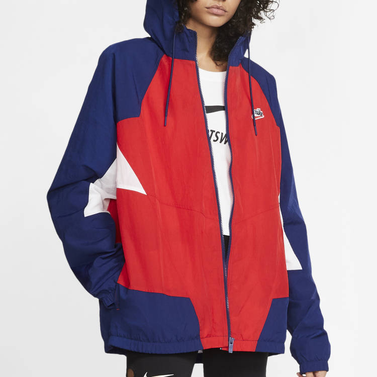 Shop Nike Sportswear Heritage Windrunner Jaket Merah Biru Logo Edisi Musim Bunga CJ4359-657
