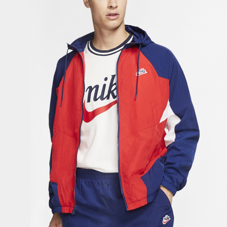 Purchase Nike Sportswear Heritage Windrunner Jaket Merah Biru Logo Edisi Musim Bunga CJ4359-657