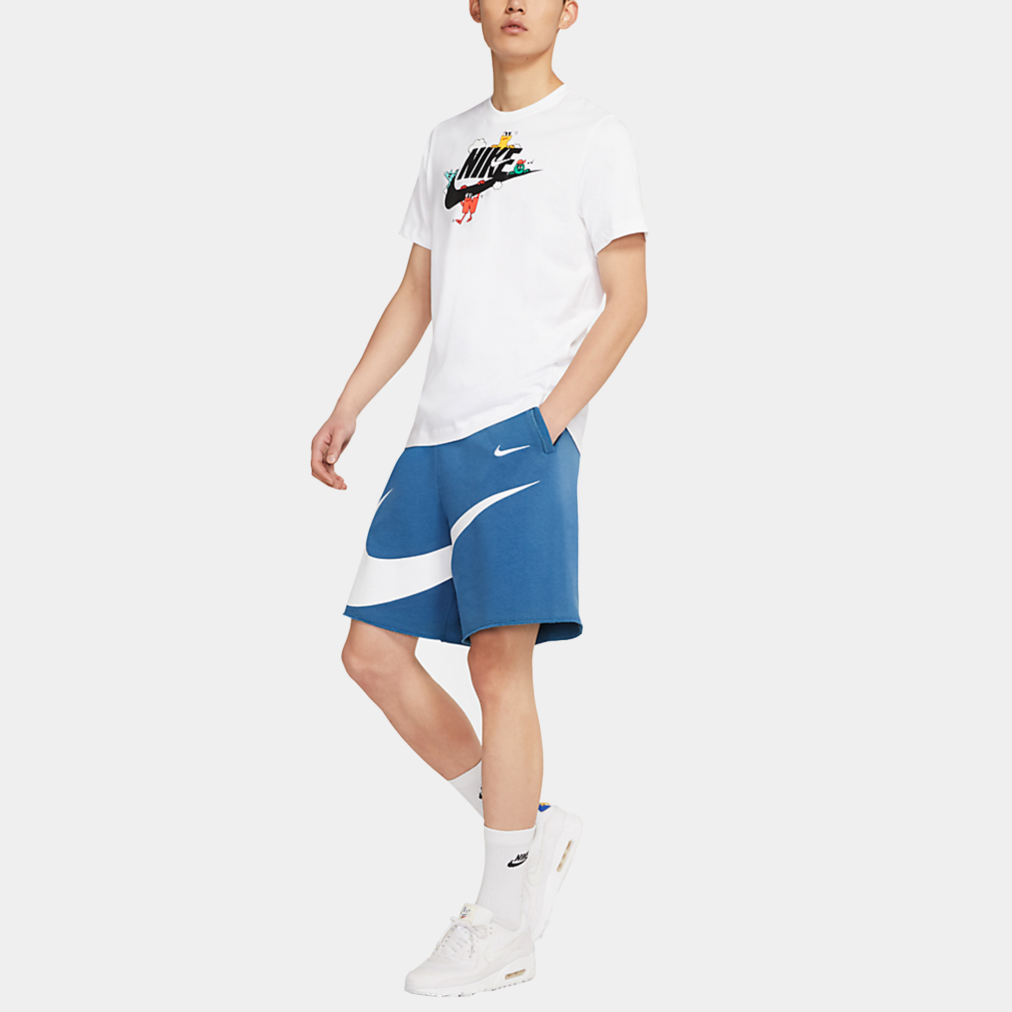 Shop Nike Sportswear Industrial Blue Swoosh Logo Knit Casual Shorts. DJ5373-440