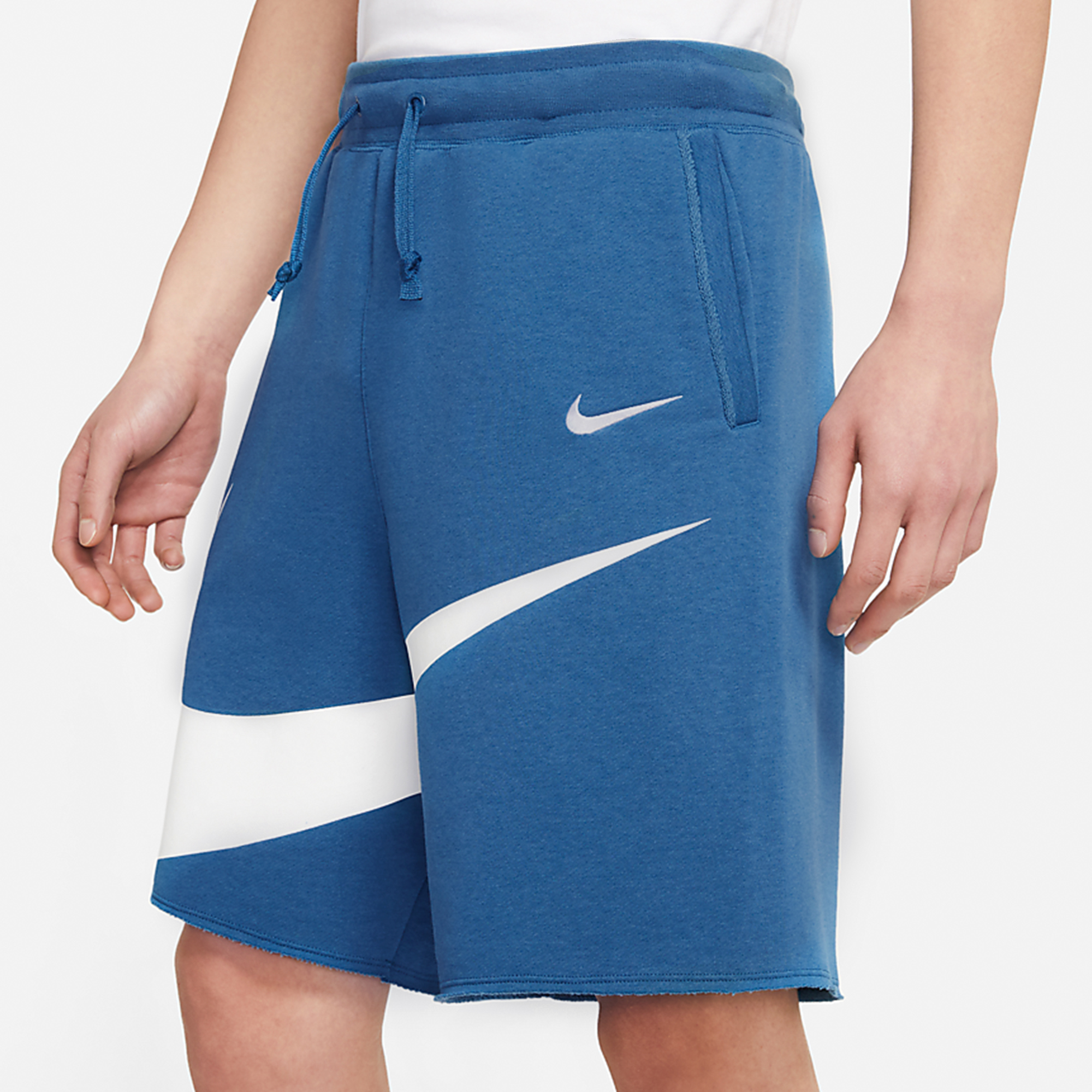 Details for Nike Sportswear Industrial Blue Swoosh Logo Knit Casual Shorts. DJ5373-440