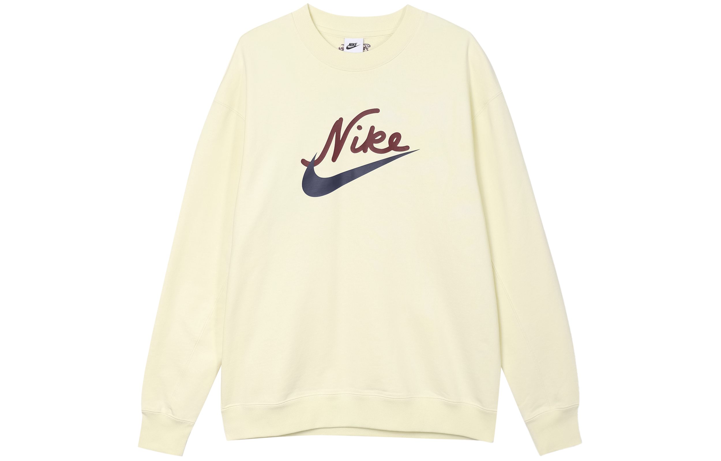 Nike Sportswear Knit Crewneck Sweatshirt Beige with Logo Print FV9513-113