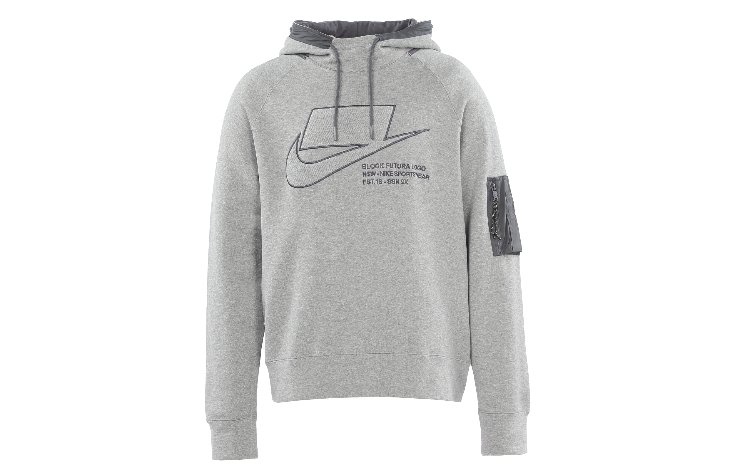 Nike Sportswear Logo Print Woven Pullover Hoodie - Dark Grey Palette CU3798-050
