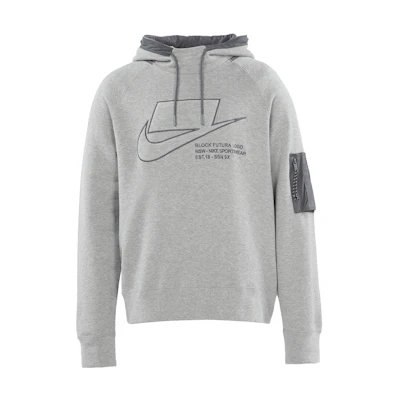 Nike Sportswear Logo Print Woven Pullover Hoodie - Dark Grey Palette CU3798-050