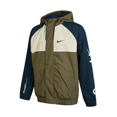 Nike Sportswear Olive Green Colorblock Letter Logo Hoodie Jacket Spring DX6311-222