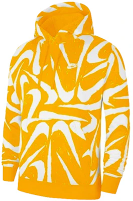 Nike Sportswear Printed Hoodie Yellow/White Fleece Pullover CK2231-739 Buy Nike Sportswear Printed Hoodie Yellow/White Fleece Pullover CK2231-739