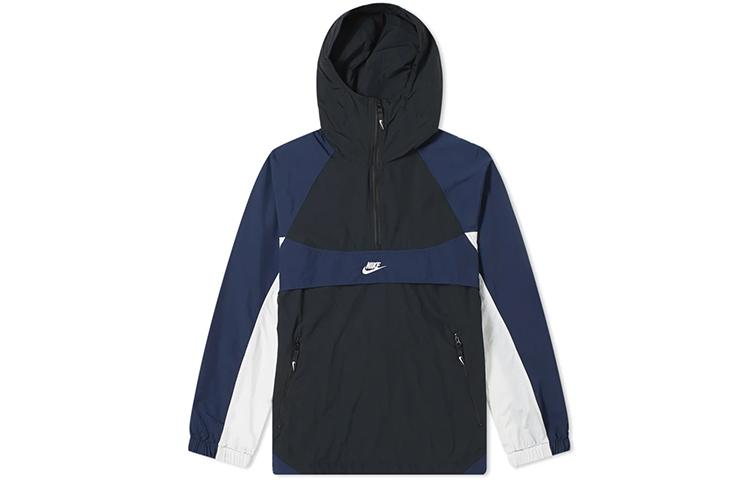 Nike Sportswear Retro Colorblock Half-Zip Hooded Windbreaker Jacket Blue/Black BV5386-010