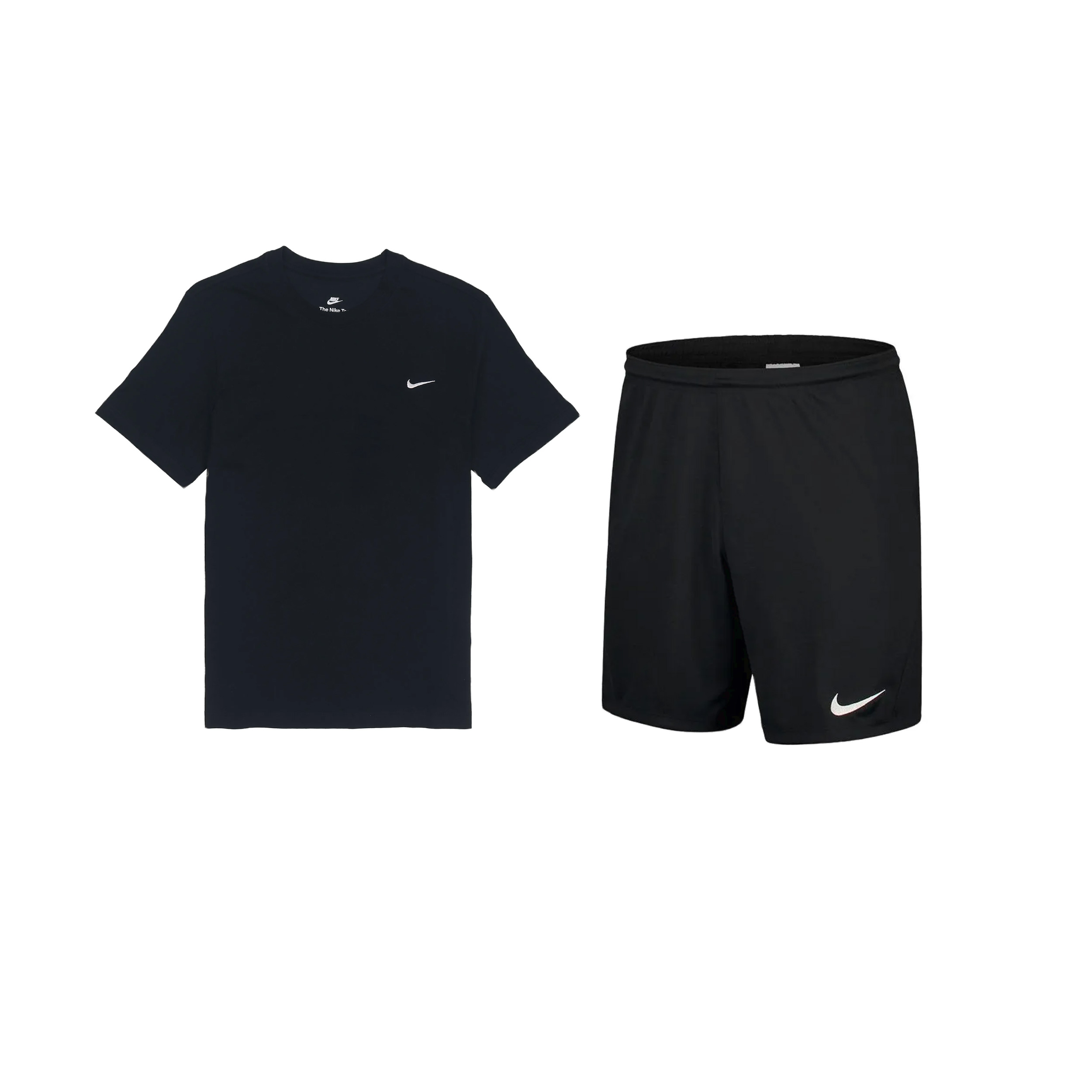Nike Sportswear Solid Logo Tee & Quick-Dry Shorts Casual Sports Set BV0508-010+BV6856-010