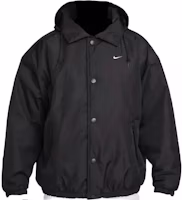 Nike Sportswear Solo Swoosh Black Casual Jacket with Plain Lapel Design FB7852-010 Nike Sportswear Solo Swoosh Black Casual Jacket with Plain Lapel Design FB7852-010