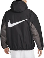 Lookbook Nike 運動 Solo Swoosh 黑色純色翻領休閒外套 FB7852-010