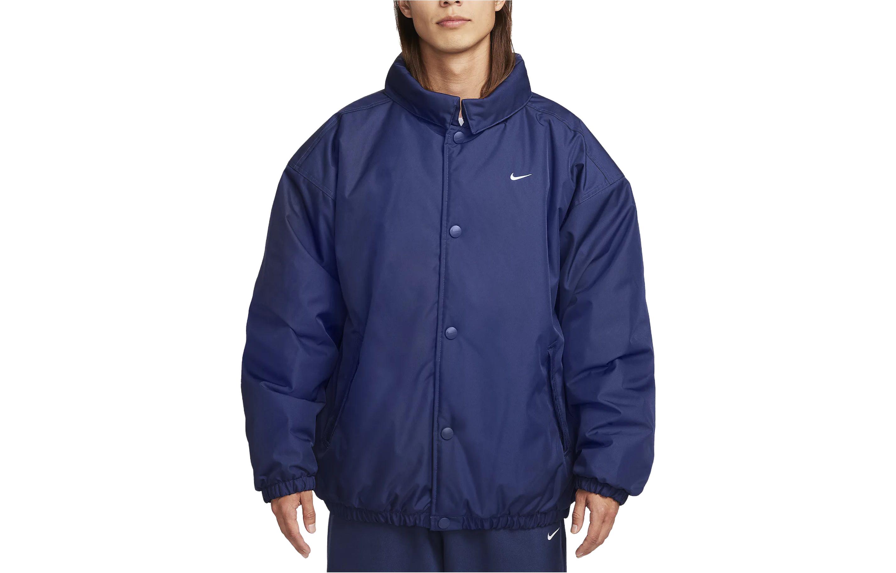 Nike Sportswear Solo Swoosh Navy Blue Casual Button-Up Jacket FB7852-410