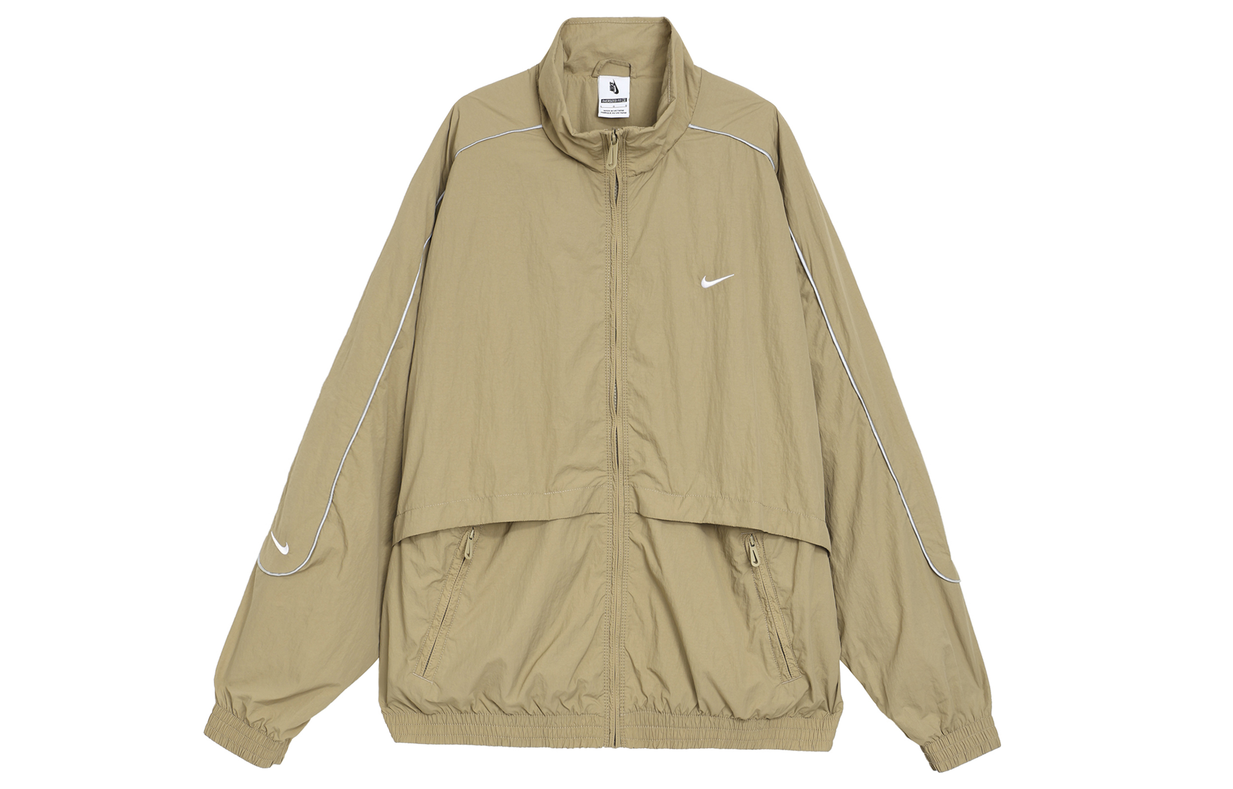 Nike Sportswear Solo Swoosh Woven Jacket Khaki Comfortable Fit FB8622-247