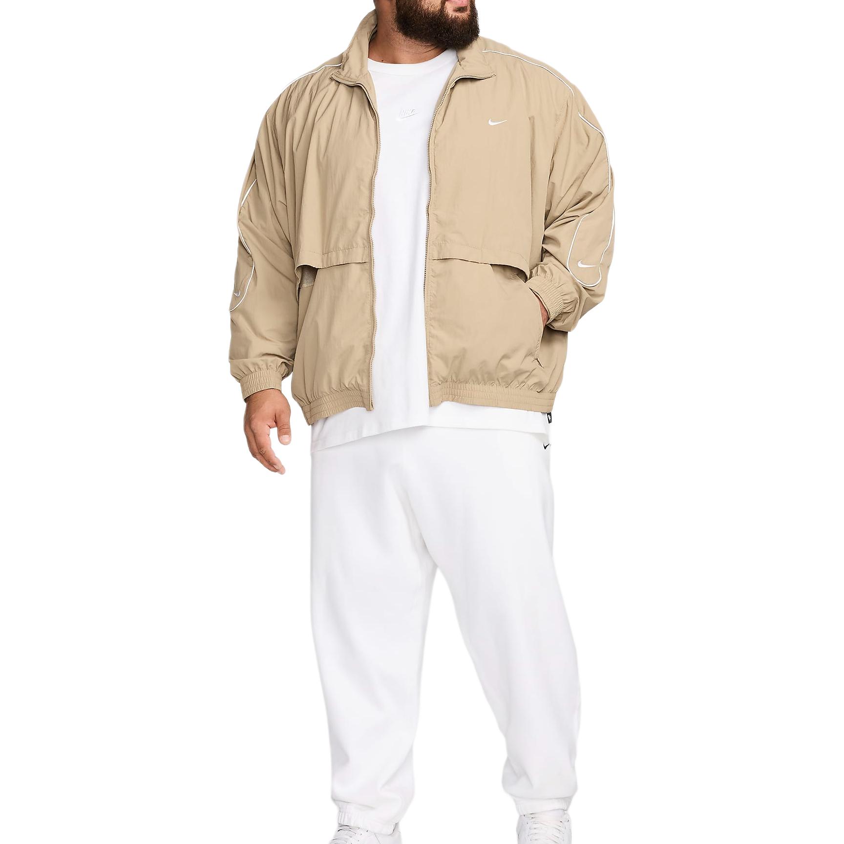 Details for Nike Sportswear Solo Swoosh Woven Jacket Khaki Comfortable Fit FB8622-247