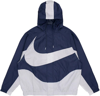 Nike Sportswear Swoosh Colorblock Logo Hooded Woven Jacket Navy Blue Spring DD5968-437 Order Nike Sportswear Swoosh Colorblock Logo Hooded Woven Jacket Navy Blue Spring DD5968-437