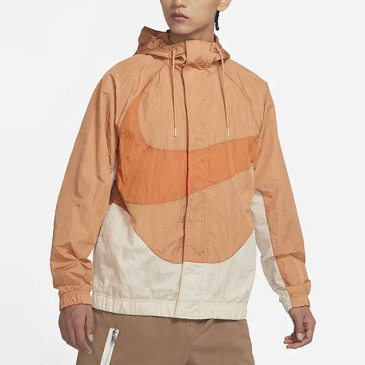 Nike Sportswear Swoosh Colorblock Logo Hooded Woven Jacket Orange Men DD5968-212 圖 3