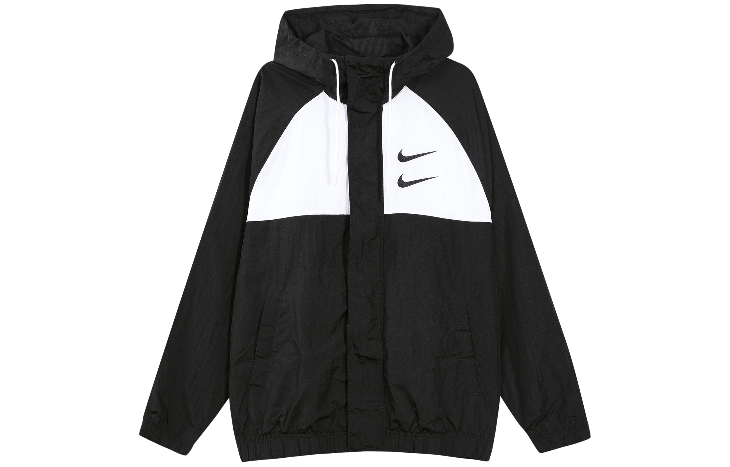 Nike Sportswear Swoosh Double Logo Windbreaker Jacket Black Spring Styles CJ4889-011